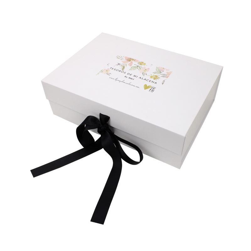 Custom Gift Boxes With Logo And Black Ribbon