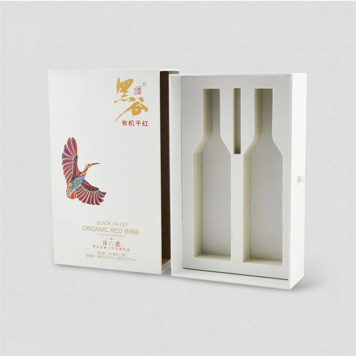 White Wine Box With Gold Stamping Logo